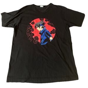 Vintage 2002 Naruto Shippuden Sasuke Sharingan T-Shirt Sz L Back Hit Y2K Anime